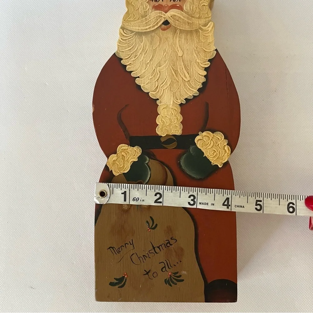 Vintage Wooden Hand Painted Santa